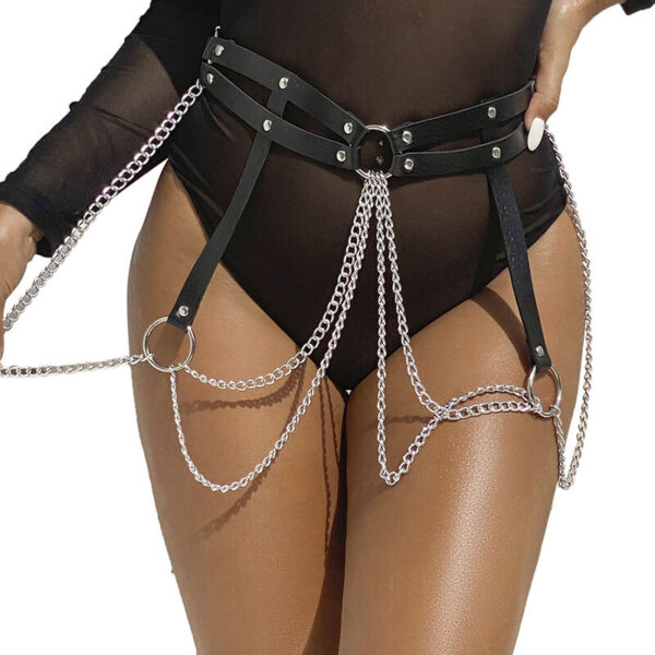 SUBBLIME - CHAINE BAGUE CUIR CEINTURE NOIR TAILLE UNIQUE -
