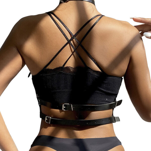 SUBBLIME - HARNAIS POITRINE ANNEAU CUIR NOIR TAILLE UNIQUE - – Image 3
