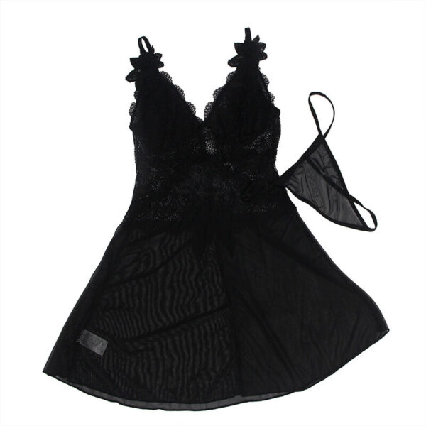 SUBBLIME - TISSU TULLE BABYDOLL AVEC DENTELLE ET DÉTAIL FLEUR NOIR S/M - – Image 3