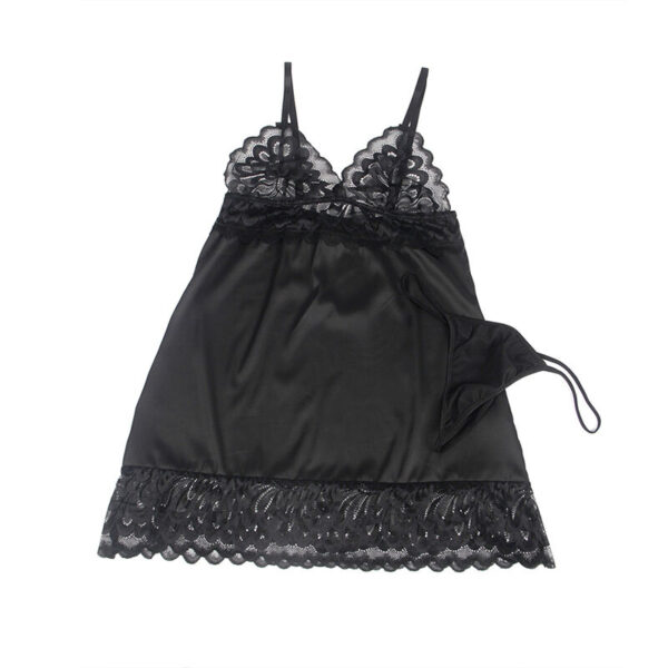 SUBBLIME - BABYDOLL AVEC POITRINE IMPRIMÉ FLEURI NOIR S/M - – Image 4