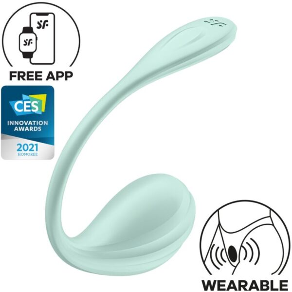 SATISFYER - APPLICATION GRATUITE STIMULATEUR DE POINT G PÉTALE LISSE VERT D'EAU -
