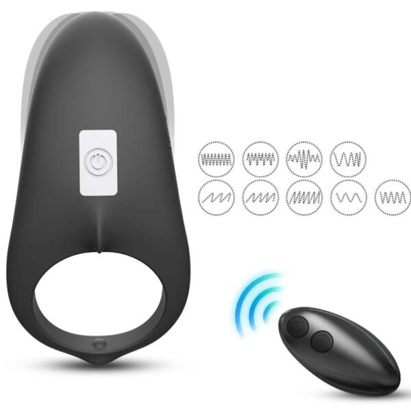 ARMONY - ANNEAU VIBRATEUR SHARK POUR COUPLES TÉLÉCOMMANDE NOIR -