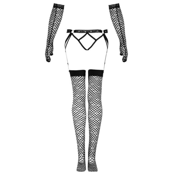 LIVCO CORSETTI FASHION - ENSEMBLE NEMALIA JARRETIÈRE + BAS + GANTS NOIR - – Image 5