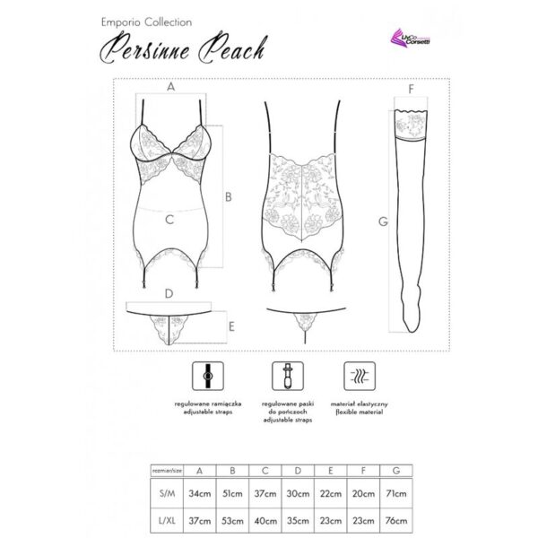 LIVCO CORSETTI FASHION - ENSEMBLE PERSINNE PÊCHE CORSET + CULOTTE + BAS - – Image 5