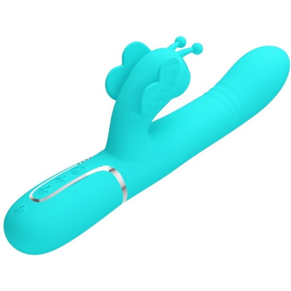 PRETTY LOVE - VIBRATEUR MULTIFONCTION LAPIN 4 EN 1 PAPILLON AQUA VERT - – Image 3