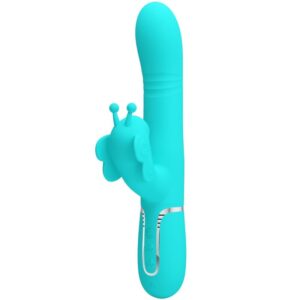 PRETTY LOVE - VIBRATEUR MULTIFONCTION LAPIN 4 EN 1 PAPILLON AQUA VERT -