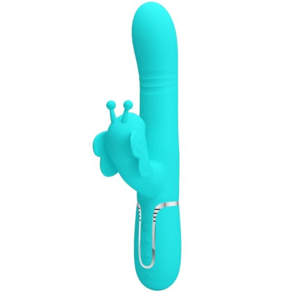 PRETTY LOVE - VIBRATEUR MULTIFONCTION LAPIN 4 EN 1 PAPILLON AQUA VERT -