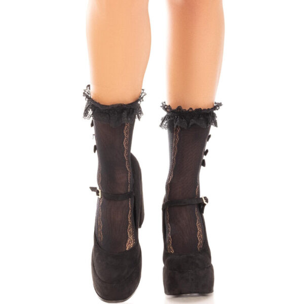 LEG AVENUE - CHAUSSETTES À VOLANTS NOIR -
