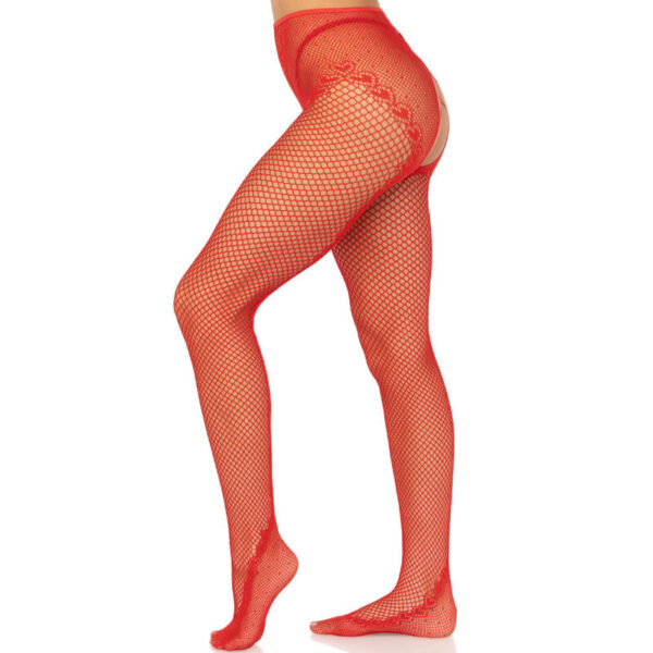 LEG AVENUE - BAS RÉSILLE SANS CROCHLES ROUGE - – Image 3