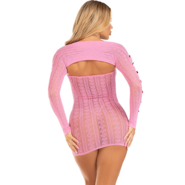 LEG AVENUE - ROBE COEUR & NOEUDS ROSE TAILLE UNIQUE - – Image 3