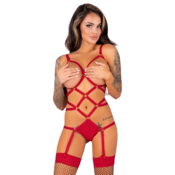 LIVCO CORSETTI FASHION - THIARA LC 20213 ENSEMBLE CORPS + BAS ROUGE S/M -