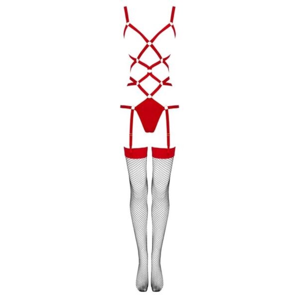 LIVCO CORSETTI FASHION - THIARA LC 20213 ENSEMBLE CORPS + BAS ROUGE S/M - – Image 6