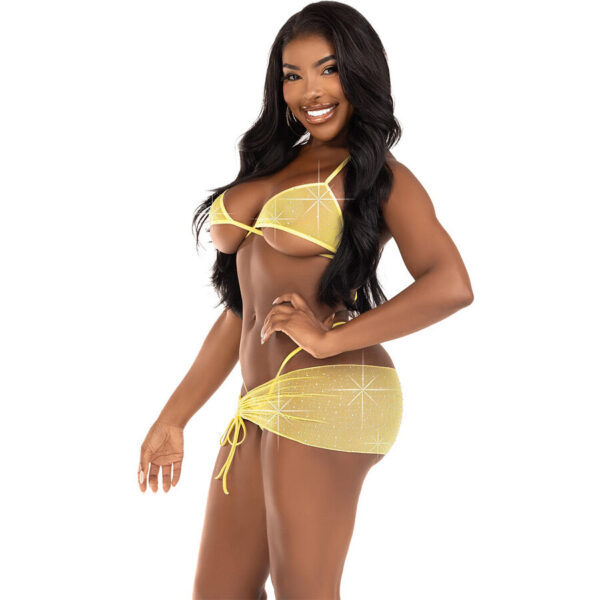 LEG AVENUE - ENSEMBLE TROIS PIÈCES DIAMANTS JAUNE M/L - – Image 3