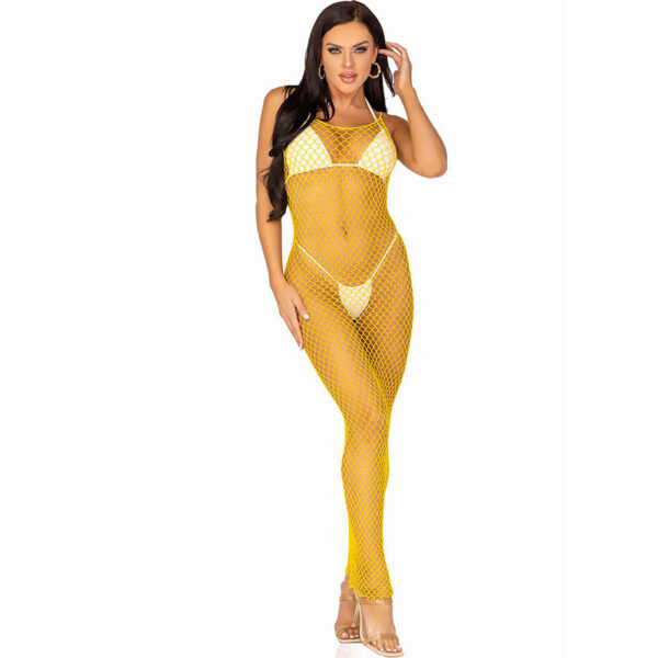 LEG AVENUE - ROBE LONGUE FILET JAUNE TAILLE UNIQUE - – Image 2