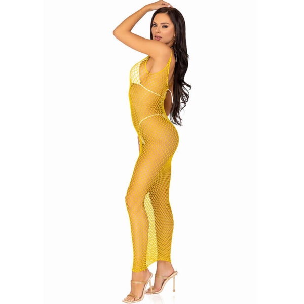 LEG AVENUE - ROBE LONGUE FILET JAUNE TAILLE UNIQUE - – Image 5