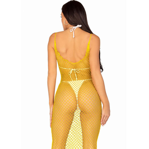 LEG AVENUE - ROBE LONGUE FILET JAUNE TAILLE UNIQUE - – Image 3