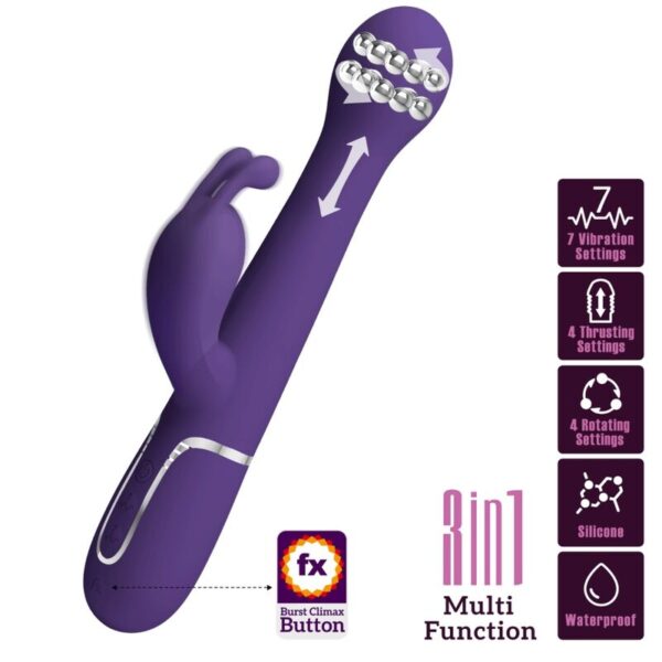 PRETTY LOVE - VIBRATEUR DEJON RABBIT 3 EN 1 MULTIFONCTION VIOLET -