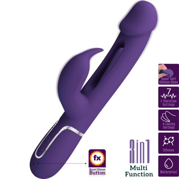 PRETTY LOVE - VIBRATEUR DEJON RABBIT 3 EN 1 MULTIFONCTION VERT AQUA -