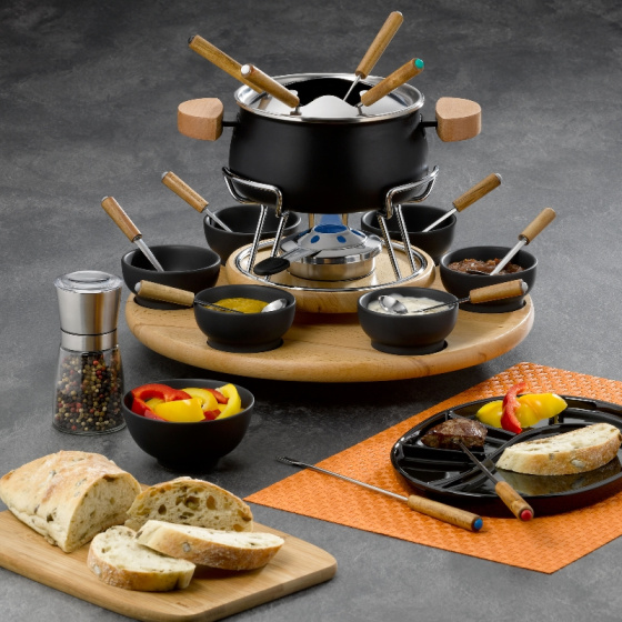 Fonduesets Natura carrousel à fondue 39 x 32 cm acier inoxydable 23 pièces noir - Kela – Image 11