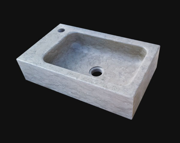 Lave main en pierre Saint-Roman - 120 x 35 x 10 - Percement robinetterie côté droit - Bleu de Lignières Adouci - COMPTOIR DES PIERRES – Image 3