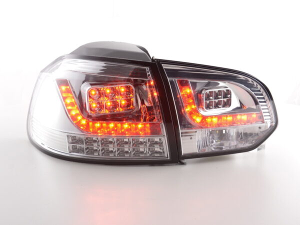 Set feux arrières LED VW Golf 6 type 1K 2008-2012 chromé avec clignotants LED pour conduite à droite -