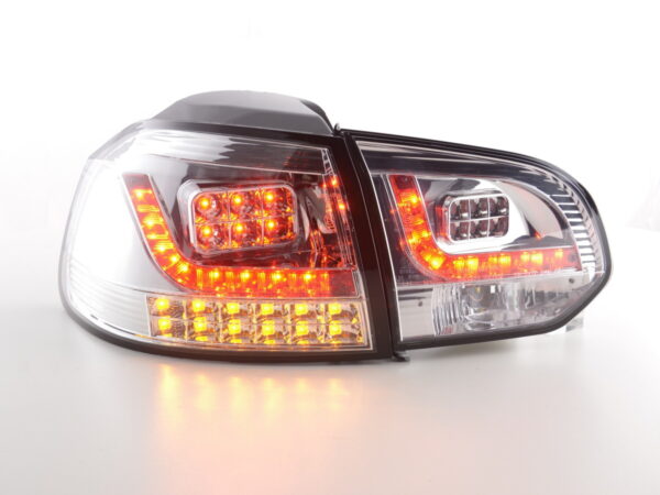 Set feux arrières LED VW Golf 6 type 1K 2008-2012 chromé avec clignotants LED pour conduite à droite - – Image 2