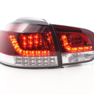 Kit feux arrières LED VW Golf 6 type 1K 2008-2012 rouge / clair avec clignotants LED pour conduite à droite -