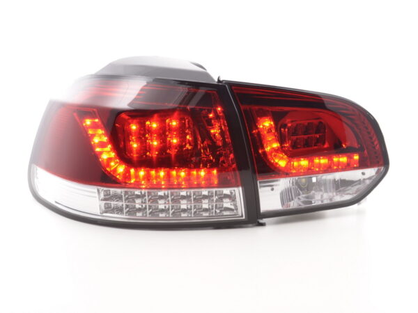 Kit feux arrières LED VW Golf 6 type 1K 2008-2012 rouge / clair avec clignotants LED pour conduite à droite -