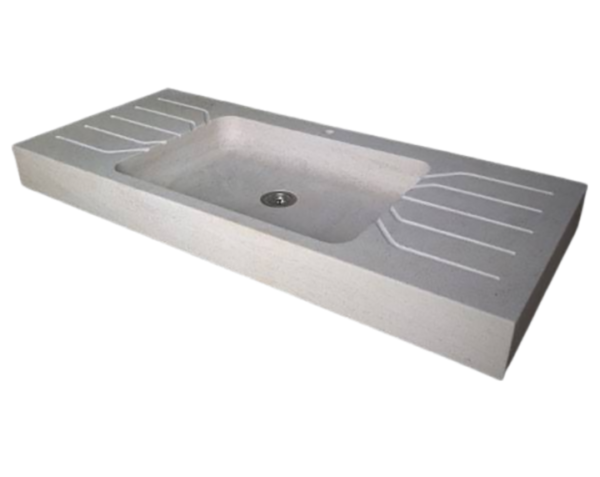 Evier en pierre Meursault - 100 x 60 x 15 - Charmot Clair Adouci - COMPTOIR DES PIERRES