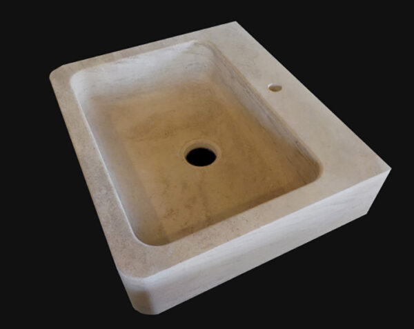 Evier en pierre Bonnieux 1 bac - 90 x 60 x 15 - Charmot Clair Adouci - COMPTOIR DES PIERRES – Image 3