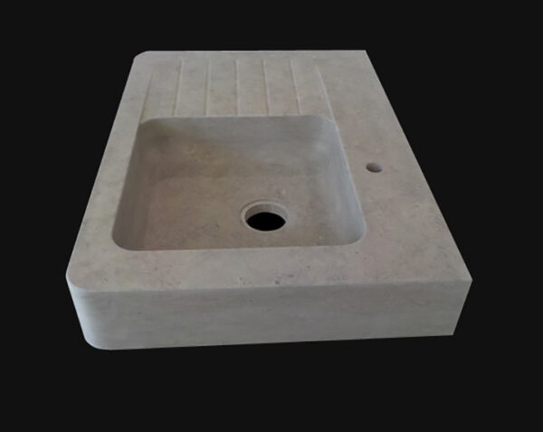 Evier en pierre Lauris 1 bac - 90 x 60 x 15 - Charmot Doré Adouci - COMPTOIR DES PIERRES – Image 4