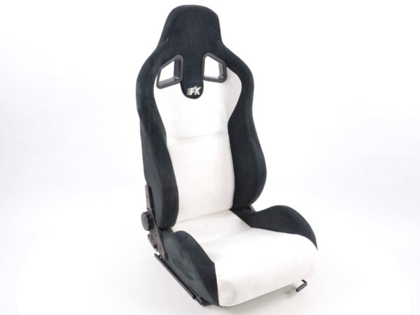 Sièges sport FK Sièges auto demi-coque Set Columbus cuir synthétique blanc / noir avec rails de roulement - – Image 2