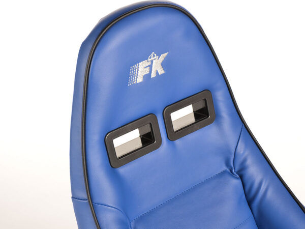 Sièges sport FK Sièges demi-coque de voiture Set Dortmund cuir artificiel bleu passepoil blanc - – Image 2