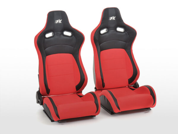 Sièges sport FK Sièges demi-coque auto Cologne cuir artificiel / tissu noir / rouge -