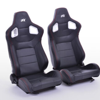 Sièges sport FK Sièges demi-coque pour voiture Set Stuttgart simili cuir noir aspect carbone -