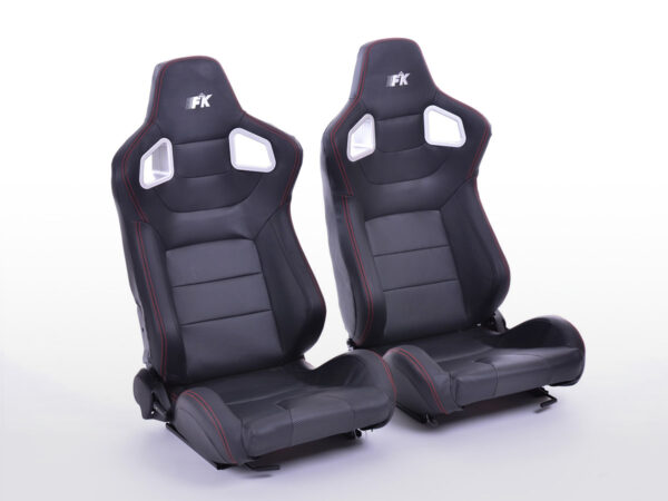 Sièges sport FK Sièges demi-coque pour voiture Set Stuttgart simili cuir noir aspect carbone -