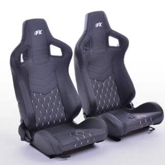 Sièges sport FK Sièges auto demi-coque Set Stuttgart cuir artificiel noir -