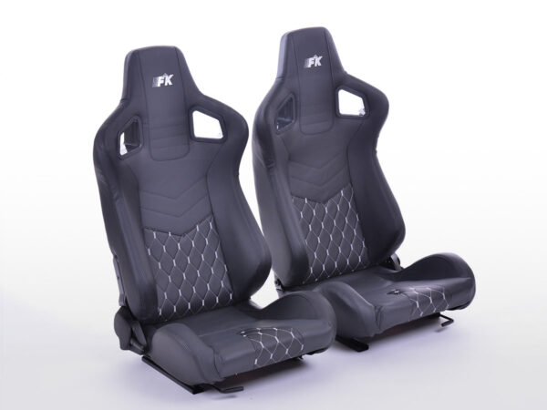 Sièges sport FK Sièges auto demi-coque Set Stuttgart cuir artificiel noir -