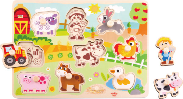 Educational toys Puzzle éducatif en bois Ferme 10 pièces - Tooky Toy – Image 7