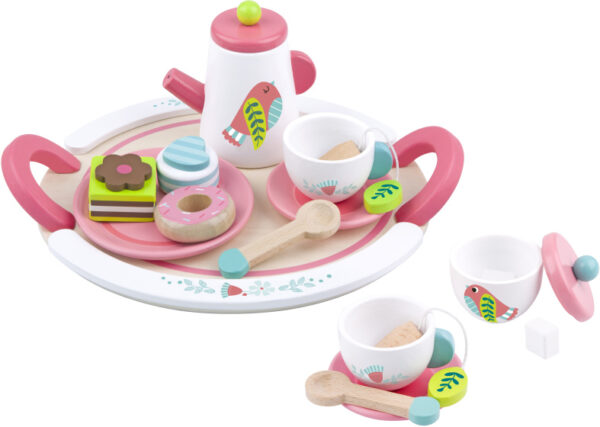 Toy food Service à thé en bois blanc/rose 19 pièces - Tooky Toy – Image 9