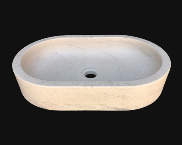 Vasque en pierre Pernand - 85 x 35 x 10 - Charmot Clair Adouci - COMPTOIR DES PIERRES – Image 4
