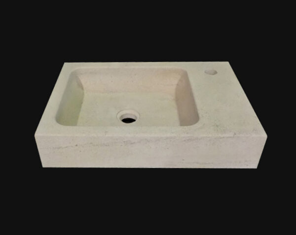 Lave main en pierre Saint-Roman - 110 x 35 x 10 - Percement robinetterie côté droit - Charmot Clair Adouci - COMPTOIR DES PIERRES – Image 4
