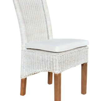 Chaise de salle à manger chaise en rotin chaise de table à manger blanc Perth rotin chaise en osier naturel durable