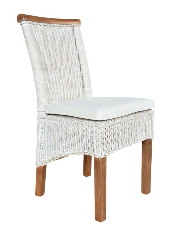 Chaise de salle à manger chaise en rotin chaise de table à manger blanc Perth rotin chaise en osier naturel durable