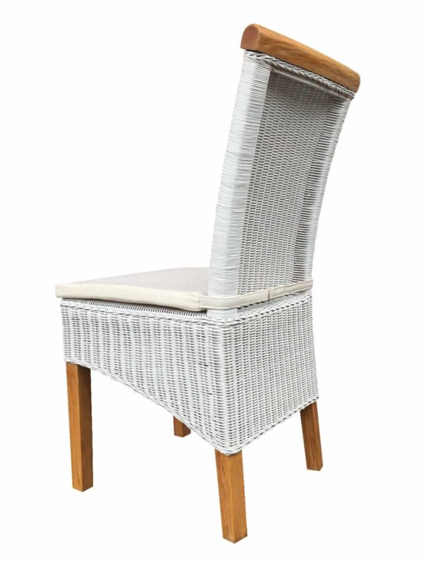 Chaise de salle à manger chaise en rotin chaise de table à manger blanc Perth rotin chaise en osier naturel durable – Image 3