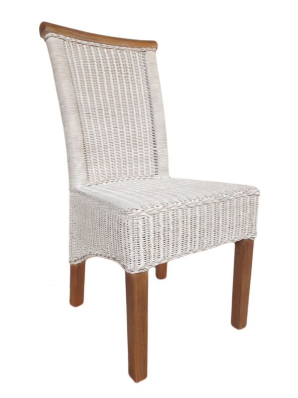 Ensemble de chaises de salle à manger en rotin, Perth, 4 pièces, blanches, en osier, durables – Image 2