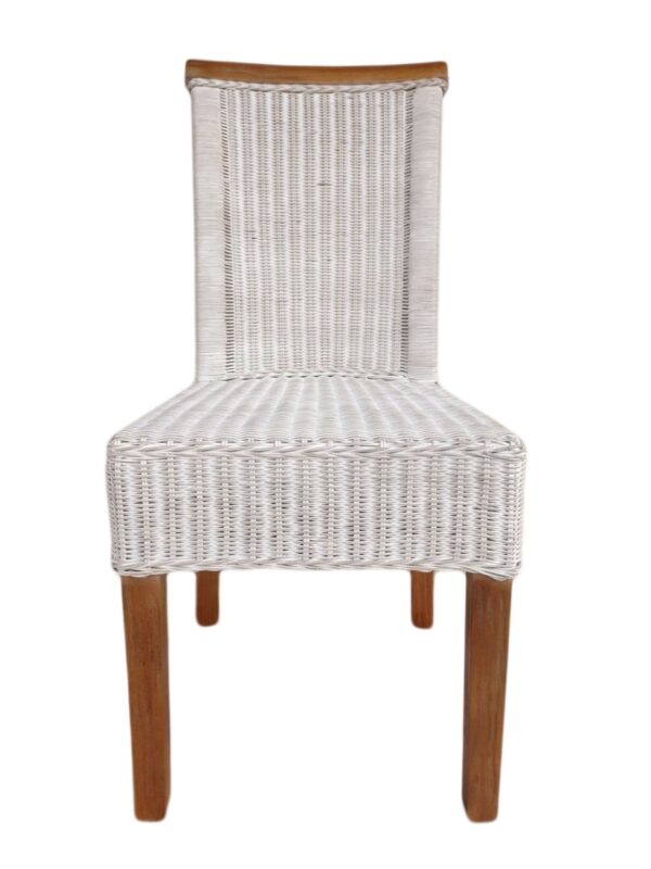 Ensemble de chaises de salle à manger en rotin, Perth, 4 pièces, blanches, en osier, durables – Image 4