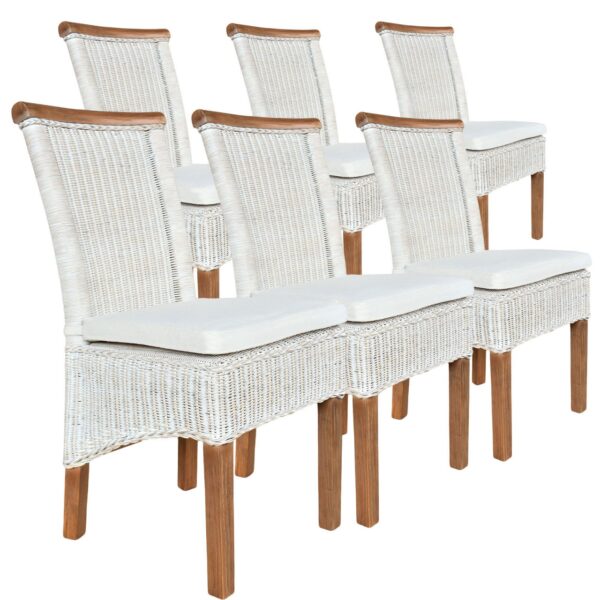 Ensemble de chaises de salle à manger en rotin, 6 pièces, Perth, table à manger, chaises en osier blanc, durables