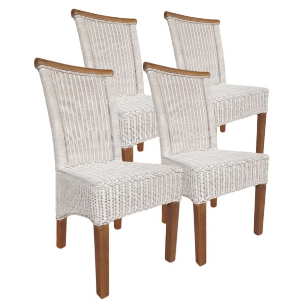 Ensemble de chaises de salle à manger en rotin, Perth, 4 pièces, blanches, en osier, durables