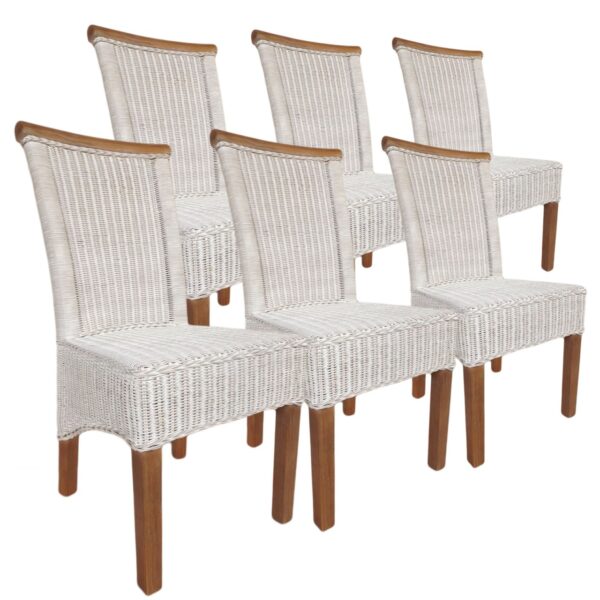 Ensemble de chaises de salle à manger en rotin, 6 pièces, Perth, table à manger, chaises en osier blanc, durables